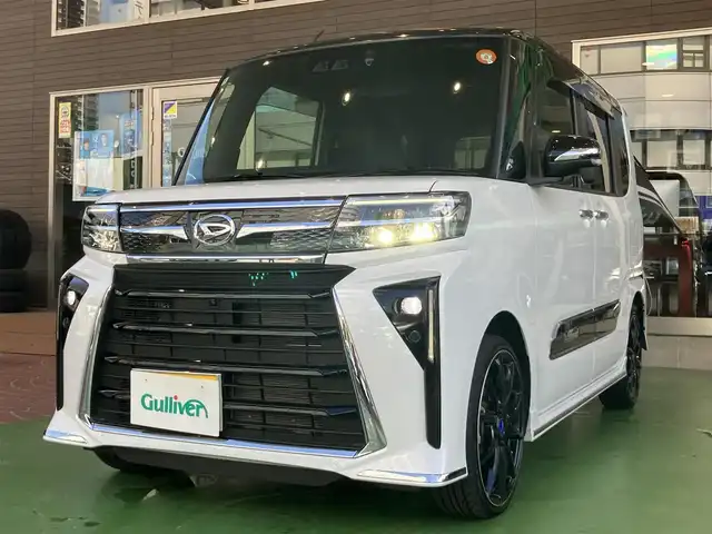 ダイハツ タント カスタム RS 神奈川県 2023(令5)年 4.6万km ブラックマイカメタリック/シャイニングホワイトパール ターボ/スマートアシスト/・衝突回避支援ブレーキ/・衝突警報機能/・ブレーキ制御付誤発進抑制機能/・車線逸脱警報機能/・車線逸脱抑制制御機能/・路側逸脱警報機能/・ふらつき機能/・先行車発進お知らせ機能/・標識認識機能/・アダプティブドライビングビーム/・コーナーセンサー/パノラマモニター/両側パワースライドドア/純正メモリーナビ/・フルセグTV/・CD/DVD再生/・BT接続/ETC/電動パーキング/・オートブレーキホールド/ハーフレザーシート/・前席シートヒーター/・後席用シートバックテーブル/レザーステアリング/・ステアリモコン/後席ロールアップサンシェード/ISOFIX/アイドリングストップ/プッシュスタート/スマートキー×2個/社外17インチアルミホイール/LEDヘッドライト/LEDフォグランプ/純正ドアバイザー/純正フロアマット/車両保証書/車両取説/ナビ取説/純正アルミホイール/スタッドレス付き車載