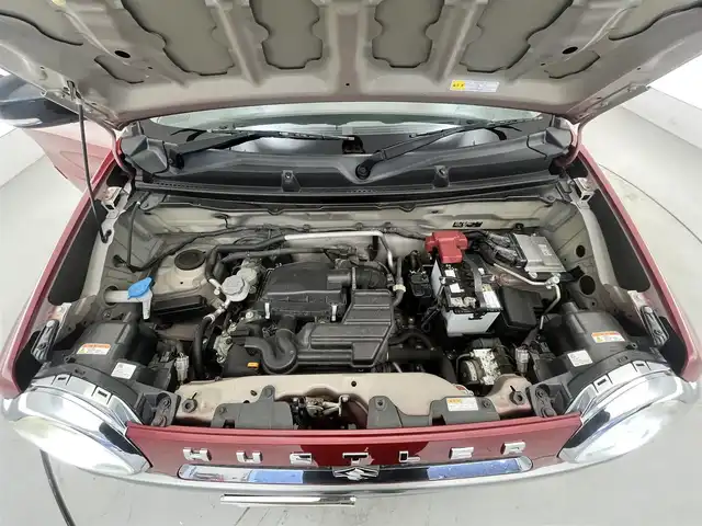 スズキ ハスラー X 滋賀県 2015(平27)年 5.2万km フェニックスレッドパール/ブルーイッシュブラックパール 純正ナビ/CD/SD/ワンセグTV/USB/AUX/バックカメラ/レーダーブレーキサポート/プッシュスタート/スマートキー/ETC/シートヒーター/純正アルミホイール