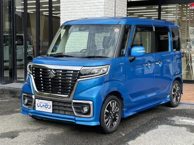 スズキ スペーシア カスタム HYBRID XS 高知県 2019(平31)年 7.7万km ブリスクブルーM (株)IDOMが運営する【じしゃロン高知店】の自社ローン対象車両になります。こちらは現金ご利用時の価格です。自社ローンご希望の方は別途その旨お申付け下さい。/社外ナビ　バックカメラ　ドライブレコーダー　レーダーブレーキサポート　両側電動スライドドア　スマートキー　プッシュスタート　ドアバイザー　フロアマット　１５インチ純正アルミホイール