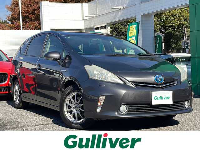 トヨタ プリウス α G 東京都 2012(平24)年 6.5万km グレーメタリック ワンオーナー/新車時保証書　取扱説明書/純正ナビ/フルセグTV　NHBA-X62G/SD/BT/BD/HDD/DVD/フリップダウンモニター/クルーズコントロール/バックカメラ/フォグランプ/ETC/ダブルエアバック/カーテンエアバック/社外16インチアルミ/サマータイヤ（ホイール・キャップ付き）積込