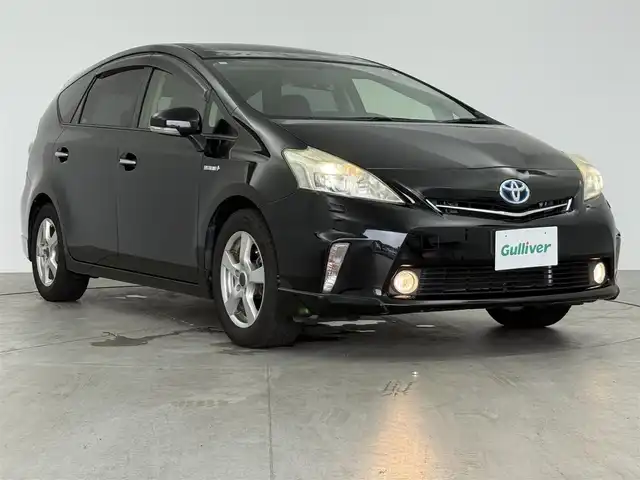 トヨタ プリウス α G ツーリングセレクション 愛知県 2013(平25)年 17.1万km ブラック アルパイン製8インチナビ/　　・CD/DVD/BT/フルセグTV/アルパイン製6連奏マルチメディアチェンジャー/ガラスルーフ/クルーズコントロール/ETC/コムテック製ミラータイプレーダー探知機/社外16インチスタッドレスタイヤ/LEDヘッドライト/オートライト/取扱説明書/保証書/スペアキー