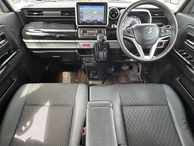 スズキ スペーシア カスタム HYBRID XS ターボ 奈良県 2020(令2)年 5.9万km ピュアホワイトP 純正ナビ/両側パワスラ/ハーフレザー/ターボ付/追従式クルコン/パドルシフト/純正アルミ/シートヒータ/背面テーブル/リアサーキュレーター/ETC/ドラレコ/オートライト（LED）/Bluetooth/バックカメラ/純正フロアマット/フルセグTV/リアサンシェード/保証書/取扱説明書