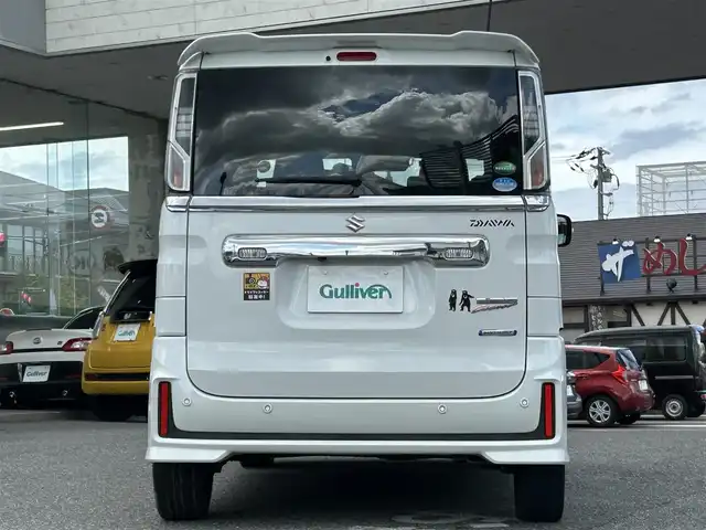 スズキ スペーシア カスタム HYBRID XS ターボ 奈良県 2020(令2)年 5.9万km ピュアホワイトP 純正ナビ/両側パワスラ/ハーフレザー/ターボ付/追従式クルコン/パドルシフト/純正アルミ/シートヒータ/背面テーブル/リアサーキュレーター/ETC/ドラレコ/オートライト（LED）/Bluetooth/バックカメラ/純正フロアマット/フルセグTV/リアサンシェード/保証書/取扱説明書