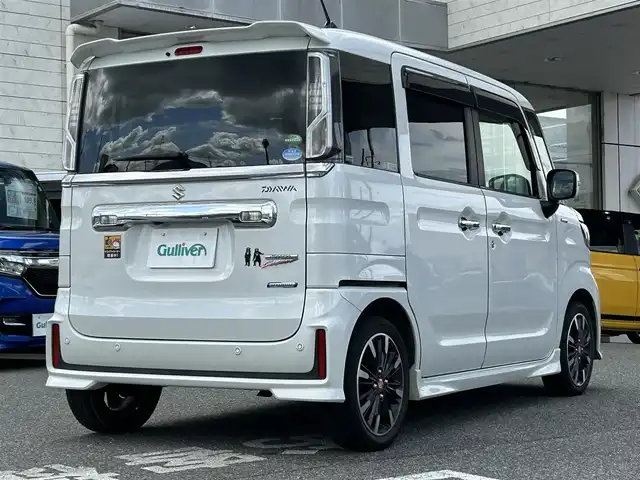スズキ スペーシア カスタム HYBRID XS ターボ 奈良県 2020(令2)年 5.9万km ピュアホワイトP 純正ナビ/両側パワスラ/ハーフレザー/ターボ付/追従式クルコン/パドルシフト/純正アルミ/シートヒータ/背面テーブル/リアサーキュレーター/ETC/ドラレコ/オートライト（LED）/Bluetooth/バックカメラ/純正フロアマット/フルセグTV/リアサンシェード/保証書/取扱説明書