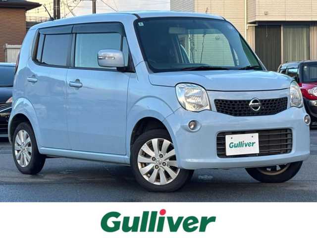 日産 モコ X 静岡県 2014(平26)年 8.5万km エアブルーメタリック エンジンスタートボタン/パワーウィンドウ/パワーステアリング/取扱説明書/アイドリングストップ/スマートキー/オートエアコン/ETC/純正ナビ（CD/DVFD/BT/フルセグ）/　　　デイスプレイ不良/バックカメラ/ベンチシート/合皮シートカバー/布シート/純正フロアマット/純正アルミホイール/ABS/盗難防止装置/Wエアバッグ