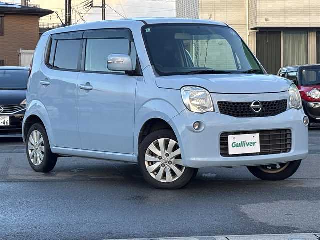 日産 モコ X 静岡県 2014(平26)年 8.5万km エアブルーメタリック エンジンスタートボタン/パワーウィンドウ/パワーステアリング/取扱説明書/アイドリングストップ/スマートキー/オートエアコン/ETC/純正ナビ（CD/DVFD/BT/フルセグ）/　　　デイスプレイ不良/バックカメラ/ベンチシート/合皮シートカバー/布シート/純正フロアマット/純正アルミホイール/ABS/盗難防止装置/Wエアバッグ