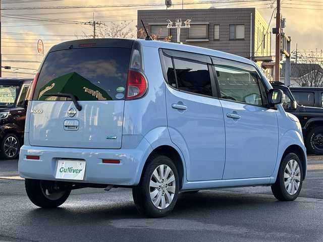 日産 モコ X 静岡県 2014(平26)年 8.5万km エアブルーメタリック エンジンスタートボタン/パワーウィンドウ/パワーステアリング/取扱説明書/アイドリングストップ/スマートキー/オートエアコン/ETC/純正ナビ（CD/DVFD/BT/フルセグ）/　　　デイスプレイ不良/バックカメラ/ベンチシート/合皮シートカバー/布シート/純正フロアマット/純正アルミホイール/ABS/盗難防止装置/Wエアバッグ