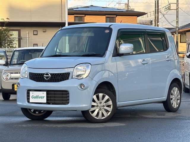 日産 モコ X 静岡県 2014(平26)年 8.5万km エアブルーメタリック エンジンスタートボタン/パワーウィンドウ/パワーステアリング/取扱説明書/アイドリングストップ/スマートキー/オートエアコン/ETC/純正ナビ（CD/DVFD/BT/フルセグ）/　　　デイスプレイ不良/バックカメラ/ベンチシート/合皮シートカバー/布シート/純正フロアマット/純正アルミホイール/ABS/盗難防止装置/Wエアバッグ