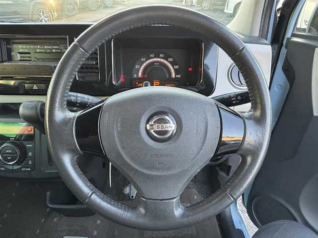 日産 モコ X 静岡県 2014(平26)年 8.5万km エアブルーメタリック エンジンスタートボタン/パワーウィンドウ/パワーステアリング/取扱説明書/アイドリングストップ/スマートキー/オートエアコン/ETC/純正ナビ（CD/DVFD/BT/フルセグ）/　　　デイスプレイ不良/バックカメラ/ベンチシート/合皮シートカバー/布シート/純正フロアマット/純正アルミホイール/ABS/盗難防止装置/Wエアバッグ