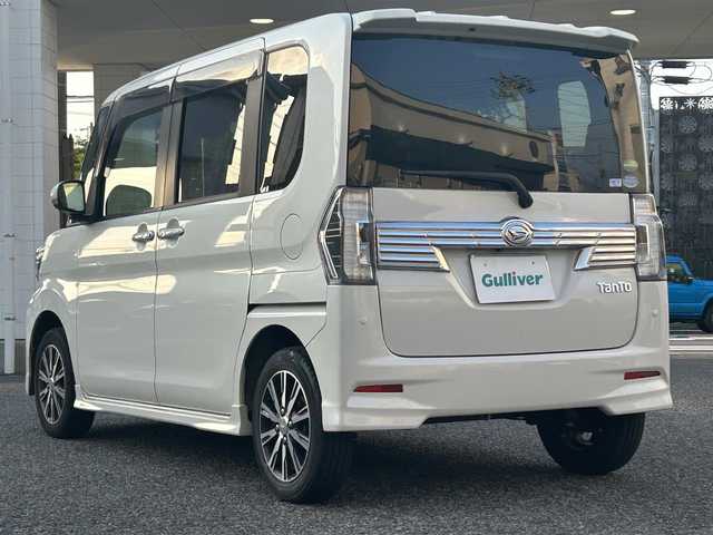 ダイハツ タント カスタムX トップED LTD SAⅢ 愛知県 2018(平30)年 3.7万km パールホワイトⅢ ワンオーナー/純正メモリナビ(FM/AM/BT/CD/DVD/iPod/USB/HDMI)/スマートアシストIII/アラウンドビューカメラ/バックカメラ/コーナーセンサー/ハーフレザーシート/シートヒーター/ドライブレコーダー/両側パワースライドドア/LEDヘッドライト/フォグランプ/電動格納ミラー/純正AW14インチ/純正フロアマット/純正エアロパーツ(サイド・リア)/ETC/アイドリングストップ/プッシュスタート/スマートキー・スペアキー１本/ステアリングリモコン/ABS/保証書