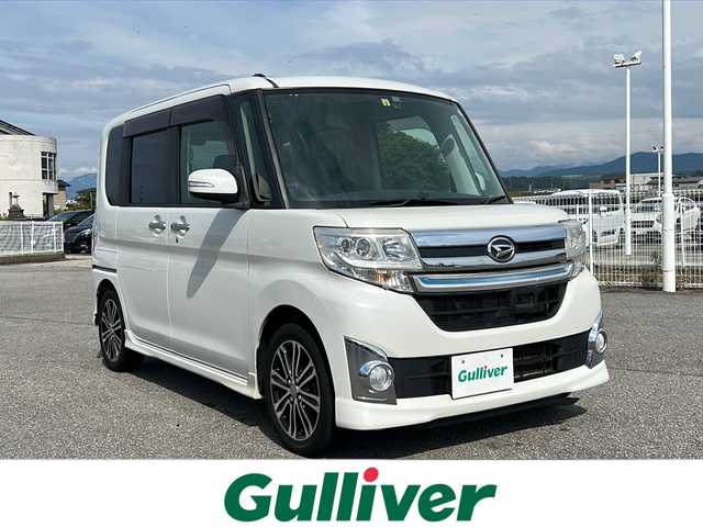 ダイハツ タント カスタム RS スマートセレ SN 富山県 2014(平26)年 12.6万km パールホワイトⅢ 純正８インチナビ(NSZT-W64DB)/(TV、CD、DVD、FM、AM、BTA)/純正フリップダウンモニター　/両側パワースライドドア　/衝突被害軽減ブレーキ　/ＵＳＢ入力端子　/純正ドライブレコーダー/バックカメラ　/ＥＴＣ　/オートライト　/オートエアコン/取扱説明書/保証書/ナビ取扱説明書/フリップダウンモニター取扱説明書/ドライブレコーダー取扱説明書