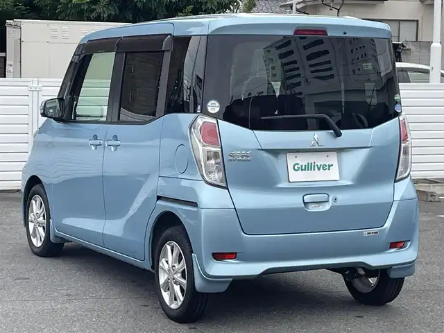 三菱 ｅＫスペース G セーフティパッケージ 群馬県 2017(平29)年 5.8万km ウィーターブルーM ワンオーナー/メモリナビ/Bluetooth/全方位カメラ/シートヒーター/フルセグテレビ/片側パワースライドドア/横滑り防止装置/衝突軽減防止装置/電動格納ミラー/純正１４インチアルミホイール