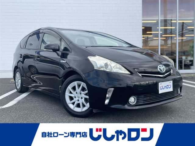 トヨタ プリウス α S 熊本県 2012(平24)年 8.3万km ブラック (株)IDOMが運営する【じしゃロン熊本店】の自社ローン専用車両になります。こちらは現金またはオートローンご利用時の価格です。自社ローンご希望の方は別途その旨お申付け下さい/ALPINE製SDナビ【VIE-X066】/　（フルセグTV・DVD・CD・AM/FM）/バックカメラ/ETC/ステアリングスイッチ/ドアバイザー/ISOFIX/電動格納ウィンカーミラー/カーテンエアバック/純正フロアマット