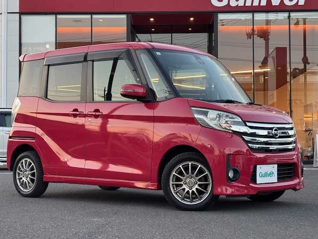 日産 デイズ ルークス ハイウェイスターX Gパッケージ 宮城県 2015(平27)年 8.9万km アゼリアピンク 登録時走行距離88331km/純正ナビ/フルセグTV/両側パワースライド/衝突軽減ブレーキ/アイドリングストップ/横滑り防止装置/ステアリングリモコン/プッシュスタート/スマートキー/オートライト/リアクーラー/社外アルミホイール/純正フロアマット/LEDライト/ドアバイザー/ウインターマックス03/   155/165R14(7mm)21年製