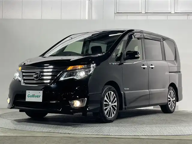 日産 セレナ HWS S HV Vセレ +Sefty Aセーフ 大阪府 2015(平27)年 6万km ダイヤモンドブラック 純正ナビ　全周囲カメラ　Bluetooth　フルセグTV　DVD再生　純正フリップダウンモニター　ドライブレコーダー　衝突軽減ブレーキ　両側パワースライドドア　クルーズコントロール　オートライト　LEDヘッドライト　スマートキー
