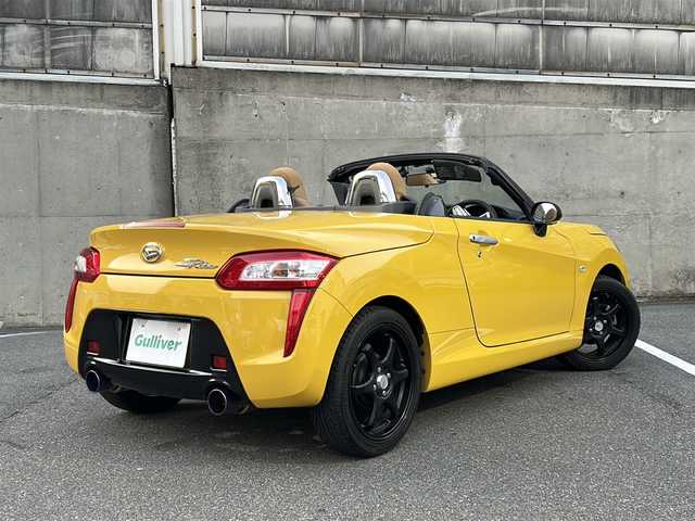 ダイハツ コペン ローブ 愛知県 2014(平26)年 4.9万km ジョーヌイエロー 電動オープン/社外SDナビ（ECLIPSE）/ロッソモデロ製マフラー/5ZIGEN PRORACER CannonBALL16インチアルミホイール/前席シートヒーター/LEDヘッドライト/オートライト/スマートキー/プッシュスタート/ETC/ステアリングスイッチ/前方ドライブレコーダー（DRY-mini1X）/社外フロアマット/トラクションコントロール/保証書/取扱説明書/スペアキー