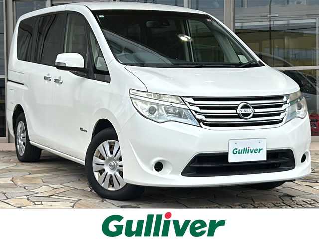 日産 セレナ 20X Sハイブリッド 静岡県 2015(平27)年 8.5万km ブリリアントホワイトパール 安全機能/・衝突軽減ブレーキ/・レーンキープアシスト/社外ナビ/・CD/ラジオ/MSV/・バックカメラ/主要装備/・プッシュスタート/・スマートキー/・クルーズコントロール/・オートライト/・アイドリングストップ/・両側パワースライドドア/・電格ミラー/・ETC