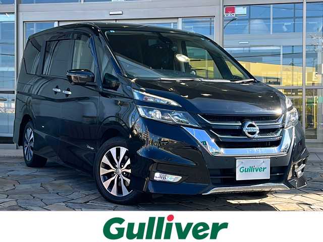 日産 セレナ ハイウェイスター Vセレクション 静岡県 2017(平29)年 9.7万km ダイヤモンドブラック 9インチアルパインナビ/・フルセグTV/・CD/DVD/・SD/・FM/AM/・Bluetooth/・USB/主要装備/・アラウンドビューモニター/・後席フリップダウンモニター/・ドライブレコーダー/・ビルトインＥＴＣ/・プロパイロット/・両側パワースライドドア/・パーキングアシスト/・デジタルインナーミラー/・後席エアコン/・ＬＥＤヘッドライト/・エマージェンシーブレーキ/・横滑り防止装置