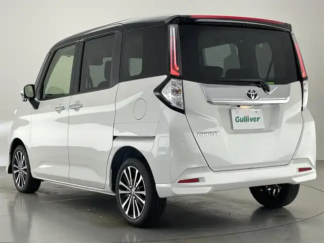 トヨタ ルーミー カスタムG－T 愛知県 2025(令7)年 0.1千km ブラックマイカメタリック/パールホワイト2トーン 登録済未使用車　純正９型ＤＡ　フルセグＴＶ　ＨＤＭＩ　カープレイ　シートヒーター　全方位カメラ　両側パワスラ　リアロールシェード　スマアシ　衝突軽減　追従クルコン　ＬＥＤオートライト　コーナーセンサー　禁煙車/登録時走行距離15km