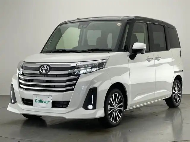 トヨタ ルーミー カスタムG－T 愛知県 2025(令7)年 0.1千km ブラックマイカメタリック/パールホワイト2トーン 登録済未使用車　純正９型ＤＡ　フルセグＴＶ　ＨＤＭＩ　カープレイ　シートヒーター　全方位カメラ　両側パワスラ　リアロールシェード　スマアシ　衝突軽減　追従クルコン　ＬＥＤオートライト　コーナーセンサー　禁煙車/登録時走行距離15km