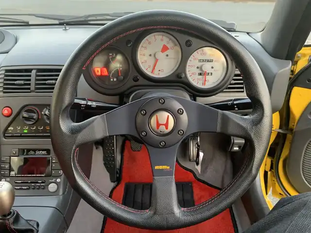 ホンダ ビート 静岡県 1991(平3)年 4.4万km カーニバルイエロー 取説・保証書/43276km 実走行/ESQUELETOシート/MUGEN無限スポーツサスペンションキット/レーシングSPARCOホイール/オートジュエルマフラー/MOMOステアリング/NSX純正ホーンボタン/インテグラ　チタンシフトノブ/タワーバー/ファッションバー/平成19年3月15日タイミングベルト交換/純正足回り有/純正アルミホイール有