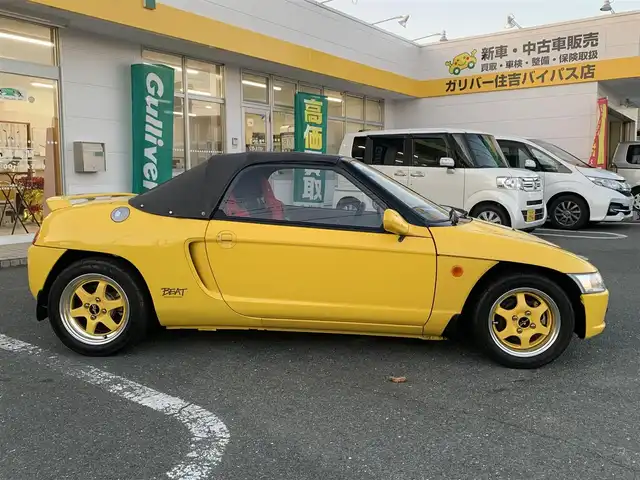 ホンダ ビート 静岡県 1991(平3)年 4.4万km カーニバルイエロー 取説・保証書/43276km 実走行/ESQUELETOシート/MUGEN無限スポーツサスペンションキット/レーシングSPARCOホイール/オートジュエルマフラー/MOMOステアリング/NSX純正ホーンボタン/インテグラ　チタンシフトノブ/タワーバー/ファッションバー/平成19年3月15日タイミングベルト交換/純正足回り有/純正アルミホイール有