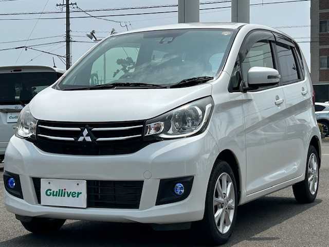 三菱 ｅＫワゴン G　セーフティPKG 静岡県 2017(平29)年 4.2万km シルキーホワイト ワンオーナー/社外ナビ（Bluetooth　フルセグ　CD）/社外ドライブレコーダー（COMTEC　GL855V）/ミラー型バックモニター/ベンチシート/スマートキー