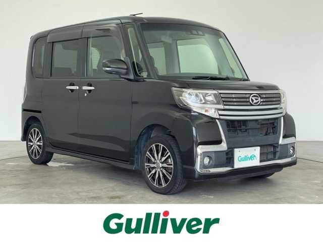 ダイハツ タント カスタム X トップED SA Ⅲ 大分県 2018(平30)年 10万km ブラックマイカメタリック 社外SDナビ（AVN-R8W）/Bluetooth/CD/DVD/フルセグ/全方位カメラ/両側パワースライドドア/ハーフレザーシートカバー/シートヒーター/ベンチシート/オートライト/オートマチックハイビーム/スマートキー/ETC/アイドリングストップ/プッシュスタート