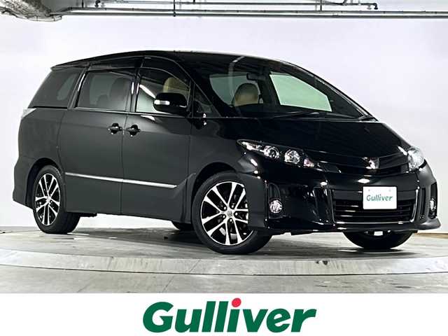 トヨタ エスティマ アエラス ベリーエディション 広島県 2015(平27)年 7.7万km ブラック 禁煙車/クルーズコントロール/純正8型ナビ（ナビSD欠品）/・フルセグ/CD/DVD/Bluetooth/SD/SDREC/バックカメラ/純正11型フリップダウンモニター（V11T-R62C）/革巻きステアリング/ステアリングスイッチ/HIDヘッドライト/フォグランプ/シートヒーター/合皮シート/純正ドアバイザー/純正フロアマット/純正１８インチアルミホイール