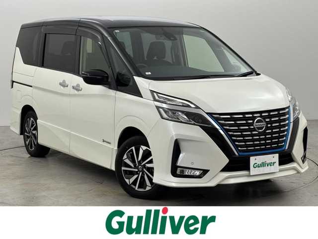 日産 セレナ e－パワー ハイウェイスター V 福岡県 2021(令3)年 2.7万km ブリリアントホワイトパール 2トーン 純正１０型ナビ／フルセグＴＶ　/バックカメラ　/プロパイロット　/コーナーセンサー　/エマージェンシーブレーキ　/レーンキープ　/ブラインドスポットモニター　/両側電動スライドドア　/Ｗエアコン　/純正１６インチＡＷ/ＬＥＤヘッドライト