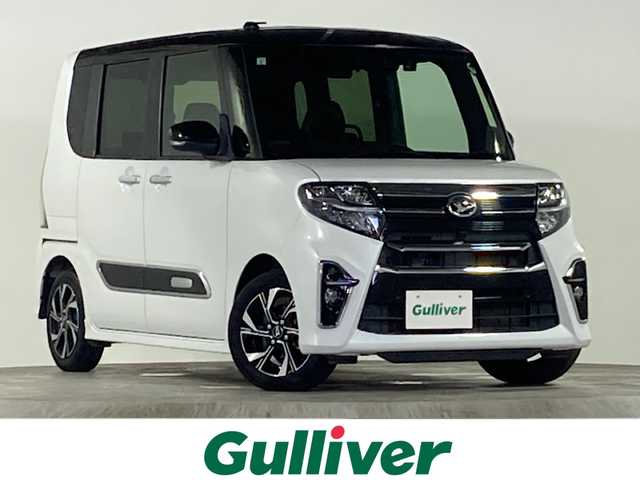 ダイハツ タント カスタム X スタイルセレクション 広島県 2021(令3)年 3.5万km ブラックマイカメタリック/シャイニングホワイトパール 衝突軽減ブレーキ/社外ナビ/・ワンセグテレビ/バックカメラ/両側パワースライドドア/前後コーナーセンサー/前方ドライブレコーダー/ETC/LEDヘッドライト/ハーフレザーシート/前席シートヒーター/ステアリングスイッチ/スマートキー/プッシュスタート