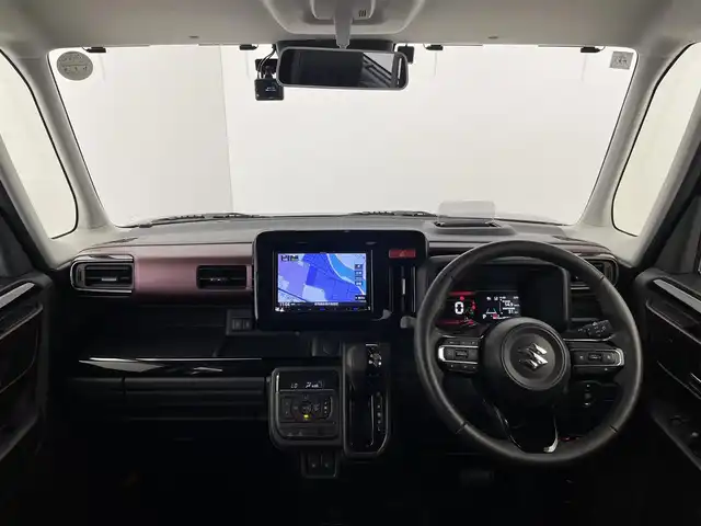 スズキ スペーシア カスタム HYBRID XS 群馬県 2024(令6)年 0.7万km ブルーイッシュブラックパール3 社外８インチナビ　バックカメラ　両側パワースライドドア　レーダークルーズコントロール　オットマン　シートヒーター　純正１５インチＡＷ　ステアリングリモコン　ＨＵＤ　コーナーセンサー　ＥＴＣ　禁煙車