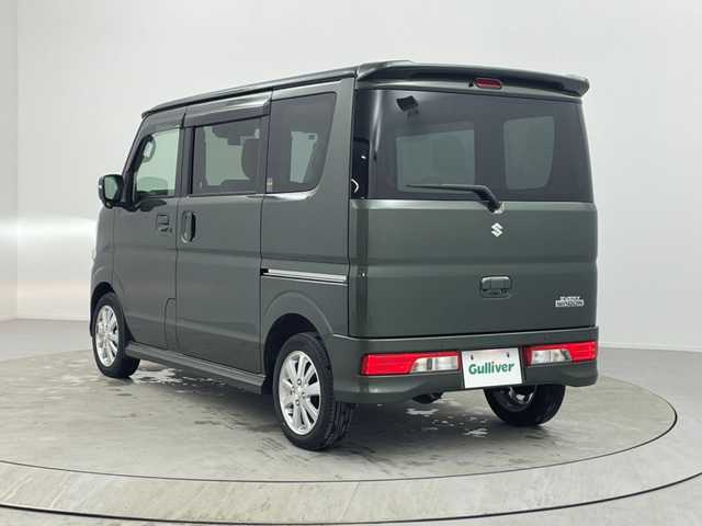スズキ エブリィ ワゴン PZターボ 熊本県 2025(令7)年 0.3万km クールカーキPM 純正SDナビ/バックカメラ/スズキセーフティサポート/片側パワースライドドア/アイドリングストップ/USB充電ソケット/D席シートヒーター/LEDヘッドライト/オートライト/レベライザー/スマートキー/スペアキー/プッシュスタート