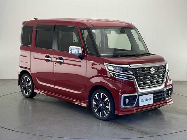 スズキ スペーシア カスタム HYBRID XS ターボ 宮崎県 2019(平31)年 11.7万km フェニックスレッドパール 純正8型SDナビ(フルセグTV/CD/DVD/BT)/両側パワースライド/クルーズコントロール/衝突軽減ブレーキ/パドルシフト/ETC/コーナーセンサー/USBポート/運転席シートヒーター/純正15インチアルミホイル/純正フロアマット/純正LEDヘッドライト/プッシュスタート/スマートキー/ステアリングスイッチ/オートライト/オートハイビーム