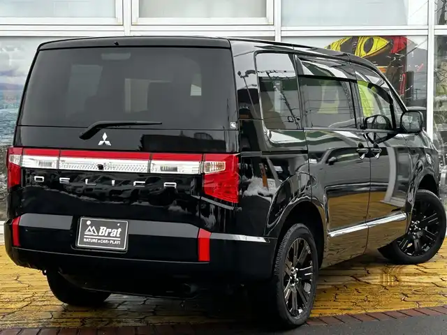 三菱 デリカＤ：５ ブラックエディション 道北・旭川 2024(令6)年 0.8万km アメジストブラック アルパイン11インチナビ/フリップダウンモニター/アラウンドビューモニター/フルセグTV/黒革シート/前席シートヒーター/ステアリングヒーター/両側パワースライドドア/パワーバックドア/コーナーセンサー/クルーズコントロール/ETC