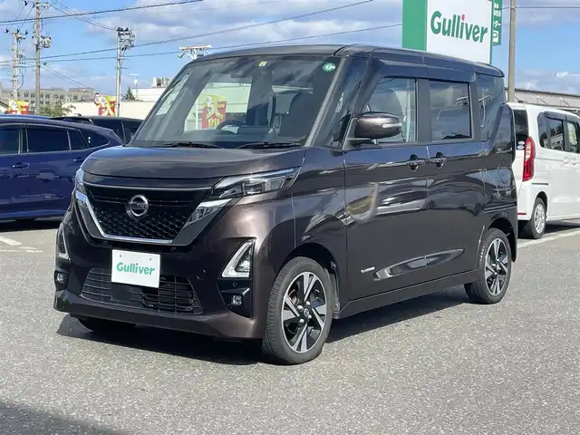 日産 ルークス HWS Gターボ プロパイロットED 青森県 2020(令2)年 4.3万km アッシュブラウンM ４WD/プロパイロット/・衝突軽減ブレーキ/・車線逸脱警報機能/・クルーズコントロール（追従有）/純正ナビゲーション/【AM/FM/CD/Bluetooth/フルセグTV】/アラウンドビューモニター/ビルトインETC/両側パワースライドドア/シートヒーター（運転席/助手席）/コーナーセンサー/オートライト/LEDヘッドライド/プッシュスタート/スマートキー/スペアキー