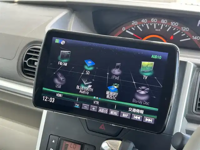 ダイハツ タント X 静岡県 2015(平27)年 5.3万km パールホワイトⅢ 社外９V型フローティングナビ/Bluetooth/フルセグTV/ドライブレコーダー前後/片側パワースライドドア/プッシュスタート/スマートキー/LEDヘッドライト/オートライト/横滑り防止装置/ベンチシート