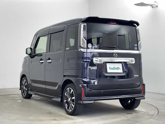 マツダ フレアワゴン カスタムスタイル ハイブリッド XS 兵庫県 2019(令1)年 5.6万km ブルーイッシュブラックパール3 ・純正ナビ（フルセグ・BT・DVD・CD・SD）/・両側パワースライドドア/・ETC/・LEDオートライト/・フォグランプ/・オートマチックハイビーム/・衝突軽減ブレーキ/・車線逸脱警報/・コーナーセンサー/・横滑り防止装置/・アイドリングストップ/・シートヒーター/・シートリフター/・後席サンシェード/・純正15インチアルミホイール/・ステアリングリモコン/・サーキュレーター/・スマートキー/・プッシュスタート/・ドアバイザー/・W＋サイドエアバック/・LEDルームランプ/・電動格納ミラー