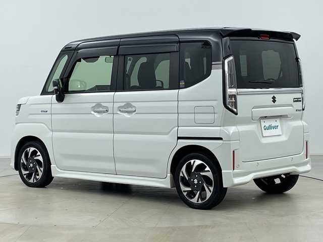 スズキ スペーシア カスタム HYBRID XS 道央・札幌 2024(令6)年 1.5万km ピュアホワイトパール/ブラック2トーン ・4WD/・スズキセーフティーサポート/・レーダークルーズコントロール/・純正ディスプレイオーディオ/・ナビ&BT&SD&HDMI&USB&フルセグTV/・AppleCarPlay&AndroidAuto/・全方位カメラ/・両側パワースライドドア/・アイドリングストップ/・ステアリングスイッチ/・ステアリングヒーター/・ハーフレザーシート/・前席シートヒーター/・ヘッドアップディスプレイ/・オートライト/・LEDヘッドライト/・スマートキー/・スペアキー/・積込スタッドレス社外AW付