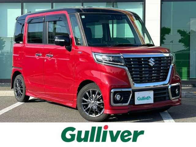 スズキ スペーシア カスタム XS ターボ 和歌山県 2018(平30)年 11.9万km フェニックスレッドパール/ブルーイッシュブラックパール 純正ナビ/フルセグTV/（BT/CD/DVD/USB）/全方位カメラ/両側パワースライドドア/ハーフレザーシート/運転席シートヒーター/衝突軽減ブレーキ/コーナーセンサー/横滑り防止機能/クルーズコントロール/HUD/オートライト/パドルシフト/ビルトインETC/後席サーキュレーター/リアサンシェード/プッシュスタート/ISOFIX/TVキャンセラー