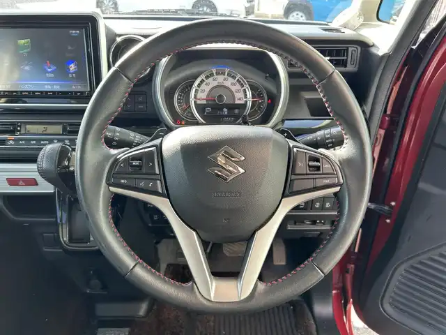 スズキ スペーシア カスタム XS ターボ 和歌山県 2018(平30)年 11.9万km フェニックスレッドパール/ブルーイッシュブラックパール 純正ナビ/フルセグTV/（BT/CD/DVD/USB）/全方位カメラ/両側パワースライドドア/ハーフレザーシート/運転席シートヒーター/衝突軽減ブレーキ/コーナーセンサー/横滑り防止機能/クルーズコントロール/HUD/オートライト/パドルシフト/ビルトインETC/後席サーキュレーター/リアサンシェード/プッシュスタート/ISOFIX/TVキャンセラー