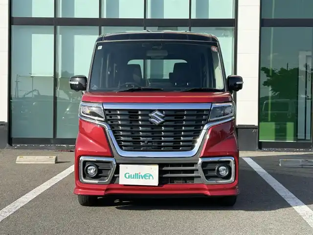 スズキ スペーシア カスタム XS ターボ 和歌山県 2018(平30)年 11.9万km フェニックスレッドパール/ブルーイッシュブラックパール 純正ナビ/フルセグTV/（BT/CD/DVD/USB）/全方位カメラ/両側パワースライドドア/ハーフレザーシート/運転席シートヒーター/衝突軽減ブレーキ/コーナーセンサー/横滑り防止機能/クルーズコントロール/HUD/オートライト/パドルシフト/ビルトインETC/後席サーキュレーター/リアサンシェード/プッシュスタート/ISOFIX/TVキャンセラー