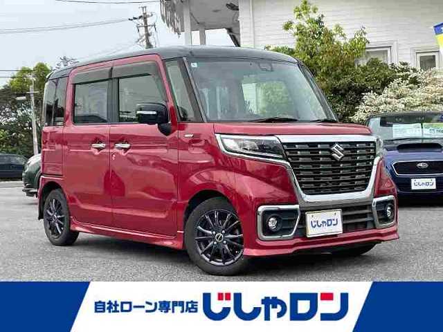 スズキ スペーシア カスタム XS ターボ 愛知県 2018(平30)年 11.9万km フェニックスレッドパール/ブルーイッシュブラックパール (株)IDOMが運営する【じしゃロン名古屋鳴海店】の自社ローン専用車両になりますこちらは現金またはオートローンご利用時の価格です。自社ローンご希望の方は別途その旨お申付け下さい/純正ナビ/フルセグTV/（BT/CD/DVD/USB）/全方位カメラ/両側パワースライドドア/ハーフレザーシート/運転席シートヒーター/衝突軽減ブレーキ/コーナーセンサー/横滑り防止機能/クルーズコントロール/HUD/オートライト/パドルシフト/ビルトインETC/後席サーキュレーター/リアサンシェード/プッシュスタート/ISOFIX/TVキャンセラー