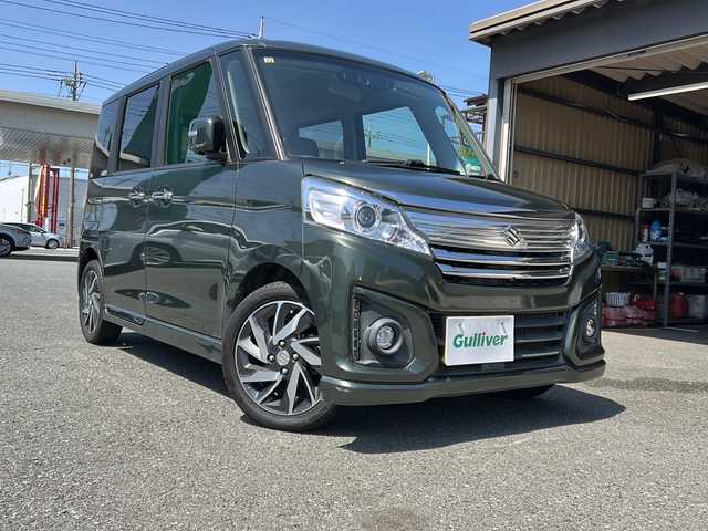スズキ スペーシア カスタム XS ターボ 埼玉県 2016(平28)年 5.2万km クールカーキPM ターボ車/スズキ セーフティ サポート/ ・デュアルカメラブレーキサポート/ ・先行車発進お知らせ機能/ ・誤発進抑制機能/ ・後方誤発進抑制機能/純正メモリーナビゲーション/AM/FM/CD/DVD/BT/AUX/aha/フルセグテレビ/全方位モニター/両側パワースライドドア/ＨＩＤヘッドライト/フォグランプ/オートライト/純正15インチアルミ/スペアキー1本/保証書/取扱説明書
