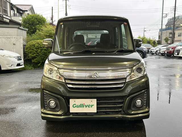 スズキ スペーシア カスタム XS ターボ 埼玉県 2016(平28)年 5.2万km クールカーキPM ターボ車/スズキ セーフティ サポート/ ・デュアルカメラブレーキサポート/ ・先行車発進お知らせ機能/ ・誤発進抑制機能/ ・後方誤発進抑制機能/純正メモリーナビゲーション/AM/FM/CD/DVD/BT/AUX/aha/フルセグテレビ/全方位モニター/両側パワースライドドア/ＨＩＤヘッドライト/フォグランプ/オートライト/純正15インチアルミ/スペアキー1本/保証書/取扱説明書