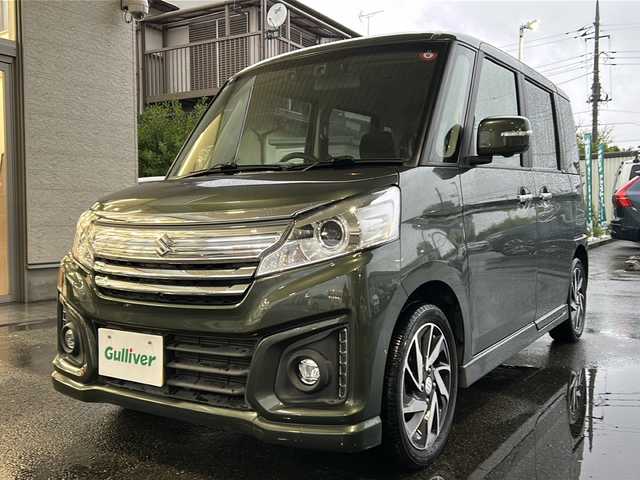 スズキ スペーシア カスタム XS ターボ 埼玉県 2016(平28)年 5.2万km クールカーキPM ターボ車/スズキ セーフティ サポート/ ・デュアルカメラブレーキサポート/ ・先行車発進お知らせ機能/ ・誤発進抑制機能/ ・後方誤発進抑制機能/純正メモリーナビゲーション/AM/FM/CD/DVD/BT/AUX/aha/フルセグテレビ/全方位モニター/両側パワースライドドア/ＨＩＤヘッドライト/フォグランプ/オートライト/純正15インチアルミ/スペアキー1本/保証書/取扱説明書