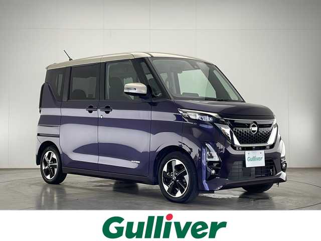 日産 ルークス HWS Gターボ プロパイロットED 宮崎県 2020(令2)年 2.3万km パープル 禁煙車/エマージェンシーブレーキ/純正9型ナビTV/（MM319D-L/CD/DVD/MSV/Bluetooth/フルセグTV)/純正LEDオートライト/純正LEDフォグ/純正14インチアルミ/純正エアロ/純正ルーフエンドスポイラー/純正フロアマット/ハンズフリー両側電動スライドドア/プロパイロット/アラウンドビューモニター/クリアランスソナー/電子パーキング/オートホールド/リアサーキュレーター（プラズマクラスター）/本革巻ハンドル/インテリジェントキー/プッシュエンジンスタート/新車時保証書/取扱い説明書