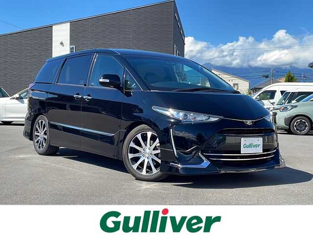 トヨタ エスティマ アエラス プレミアム G 長野県 2019(令1)年 6.1万km ブラック モデリスタエアロ（F・S・R）/セーフティーセンス/・プリクラッシュセーフティ/・レーンディパーチャーアラート/・オートマチックハイビーム/・先行車発進お知らせ機能/社外9インチナビ【MDV-M906HDl】/（CD/DVD/フルセグTV/BT）/バックカメラ/ビルトインETC/両側パワースライドドア/シートヒーター（D・N席）/D席パワーシート/電動リアゲート/クルーズコントロール/ウッドコンビステアリング/ステアリングスイッチ/AC100V/LEDヘッドライト/オートライト/スマートキー/Pスタート/電動格納ミラー/純正フロアマット/VENERDI18インチAW/純正AWスタッドレス積み込み