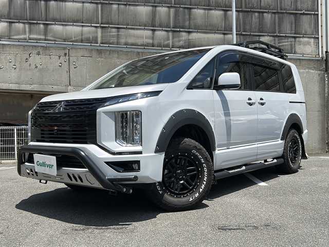 三菱 デリカＤ：５ G パワーパッケージ 愛知県 2022(令4)年 2.6万km ホワイトダイヤモンド 4WD/7人乗り/ディーゼルターボ車/ワンオーナー/アルパイン11インチナビ/フルセグTV・CD・DVD・Bluetooth・SD・HDMI/バックカメラ/全方位カメラ/JAOSドアハンドルプロテクター/JAOSマッドガード/JAOSはしご/ルーフラック/サイドステップ/e-アシスト/・衝突被害軽減ブレーキシステム/・車線逸脱警報システム/・レーダークルーズコントロールシステム/・オートマチックハイビーム/・誤発進抑制機能（前進時）/・後側方車両検知警報システム/・後退時車両検知警報システム/ワンタッチ開閉両側パワースライドドア/パワーバックドア/パドルシフト/LEDヘッドランプ/LEDフォグランプ/前席シートヒーター/ステアリングヒーター/前席ドライブレコーダー/ETC/社外16インチアルミホイール/純正18インチアルミホイール 車内積み込み225/55R18/スマートキー/プッシュスタート/保証書/取扱説明書/スペアスマートキー