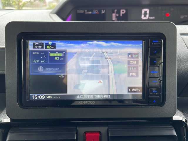 ダイハツ タント カスタム X 山口県 2023(令5)年 3.3万km ブラックマイカメタリック 社外ナビ/・DVD再生機能有/・フルセグテレビ/・Bluetooth接続/バックカメラ/両側パワースライドドア/ビルトインETC/ドライブレコーダー/D/N席シートヒーター/衝突軽減システム/レーンキープアシスト/オートハイビーム/アイドリングストップ/ハーフレザーシート/純正フロアマット/純正14インチアルミホイール/ドアバイザー